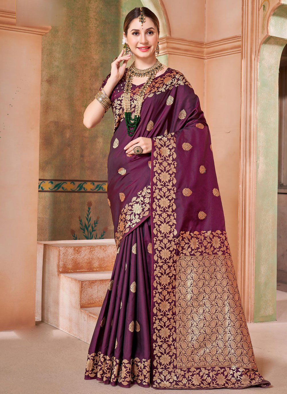 Lowest price  $12 - $24 - Violet Ready Pleated Saree and Violet Ready  Pleated Sari online shopping
