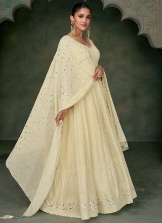 Georgette  Designer Gown In Cream