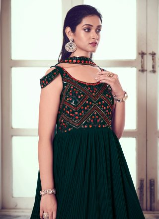 Georgette Designer Gown in Green
