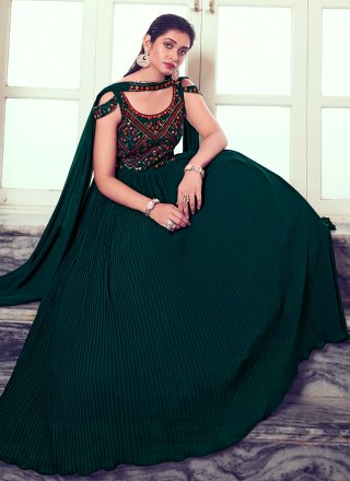 Georgette Designer Gown in Green