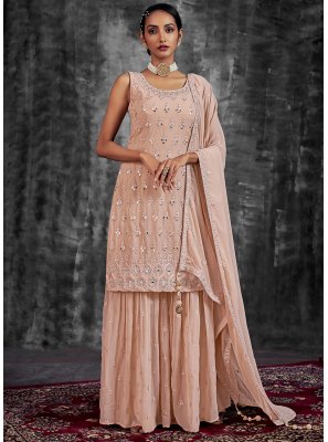 Georgette Designer Salwar Kameez in Peach