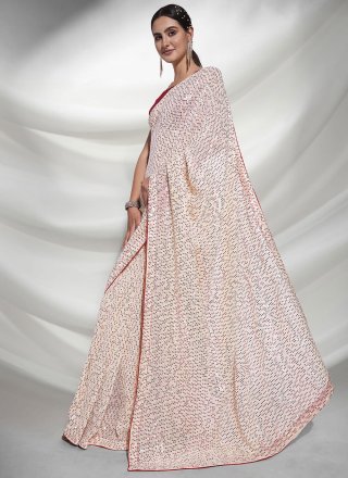 Georgette Designer Saree in Off White