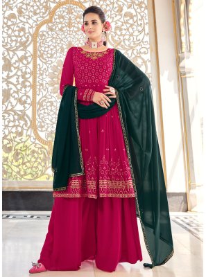 Georgette Embroidered Rani Palazzo Salwar Kameez