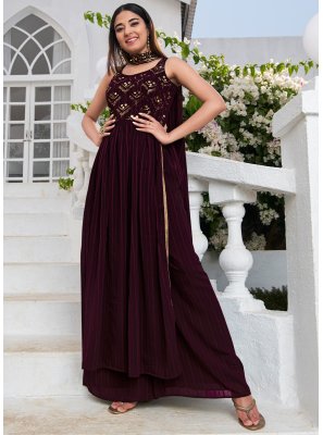 Georgette Embroidered Salwar Suit in Purple