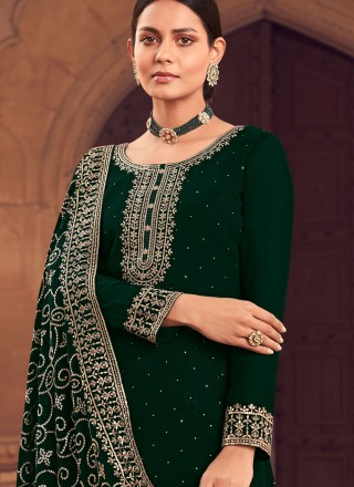 Georgette Embroidered Trendy Salwar Kameez in Green