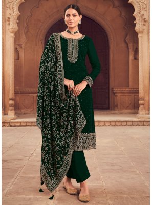 Georgette Embroidered Trendy Salwar Kameez in Green