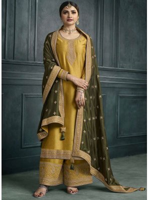 Georgette Green Embroidered Trendy Salwar Suit