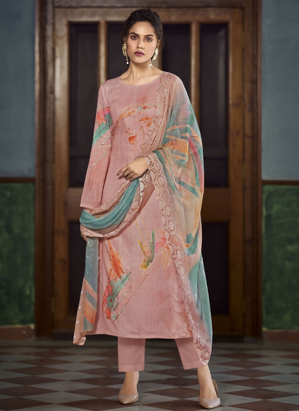 Georgette Lace Salwar Suit in Mauve 
