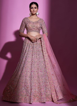 Buy Light Purple Thread Net Bridal Lehenga Choli Online from EthnicPlus for  ₹10049