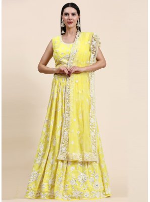 Georgette Lucknowi work Long Choli Lehenga