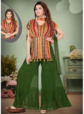 Georgette Multi Colour Stripe Print Readymade Salwar Suit