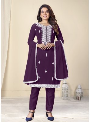 Georgette Pant Style Suit in Purple