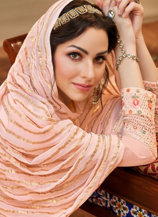 Georgette Peach Sequins Designer Salwar Kameez