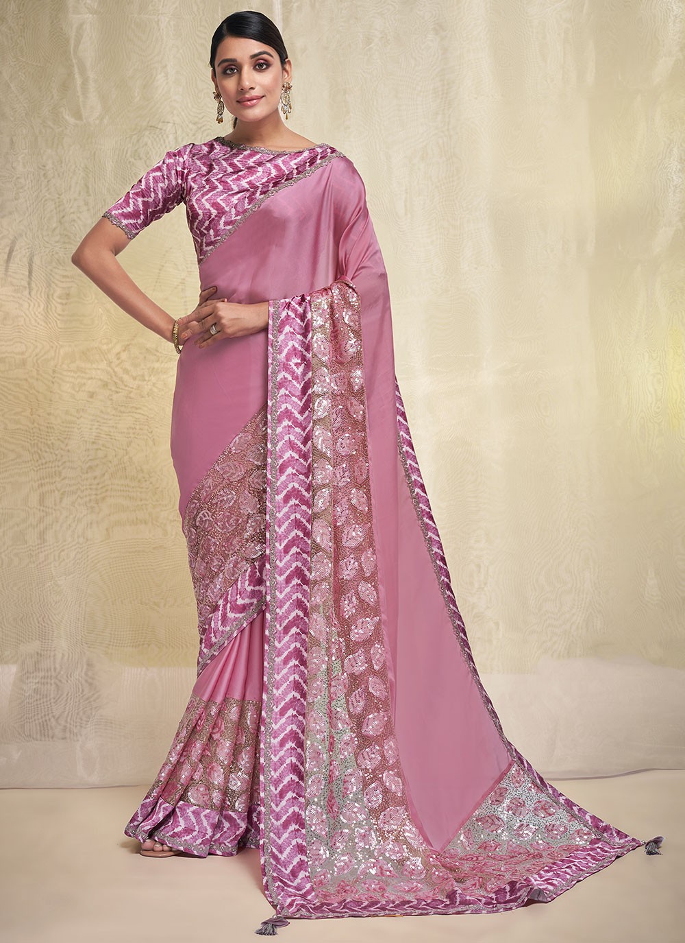 Designer Pink Georgette saree - sr12158