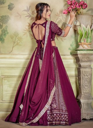 Georgette Readymade Lehenga Choli with Cord, Embroidered, Sequins and Zari Work