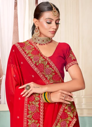 Georgette Saree in Red