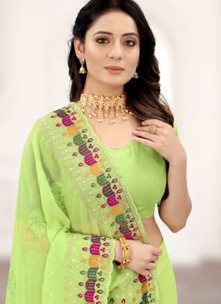 Georgette Sequins Green Classic Saree