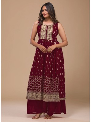 Georgette Trendy Salwar Kameez in Maroon