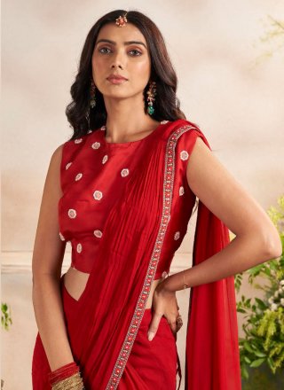 Georgette Trendy Saree with Patch Border Work