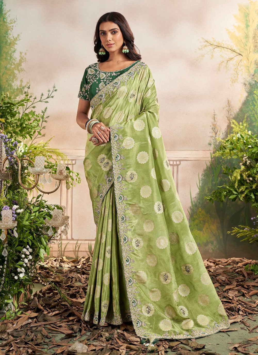 Zari weaving dark green silk saree - G3-WSA54211 | G3fashion.com