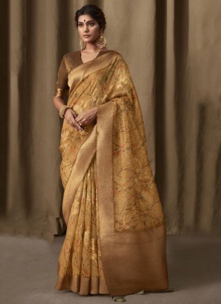 Gold Banarasi Jacquard Classic Saree