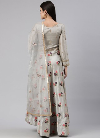 Gown  Embroidered Banarasi Jacquard in Grey