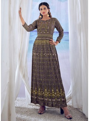 Gown Print Viscose in Grey