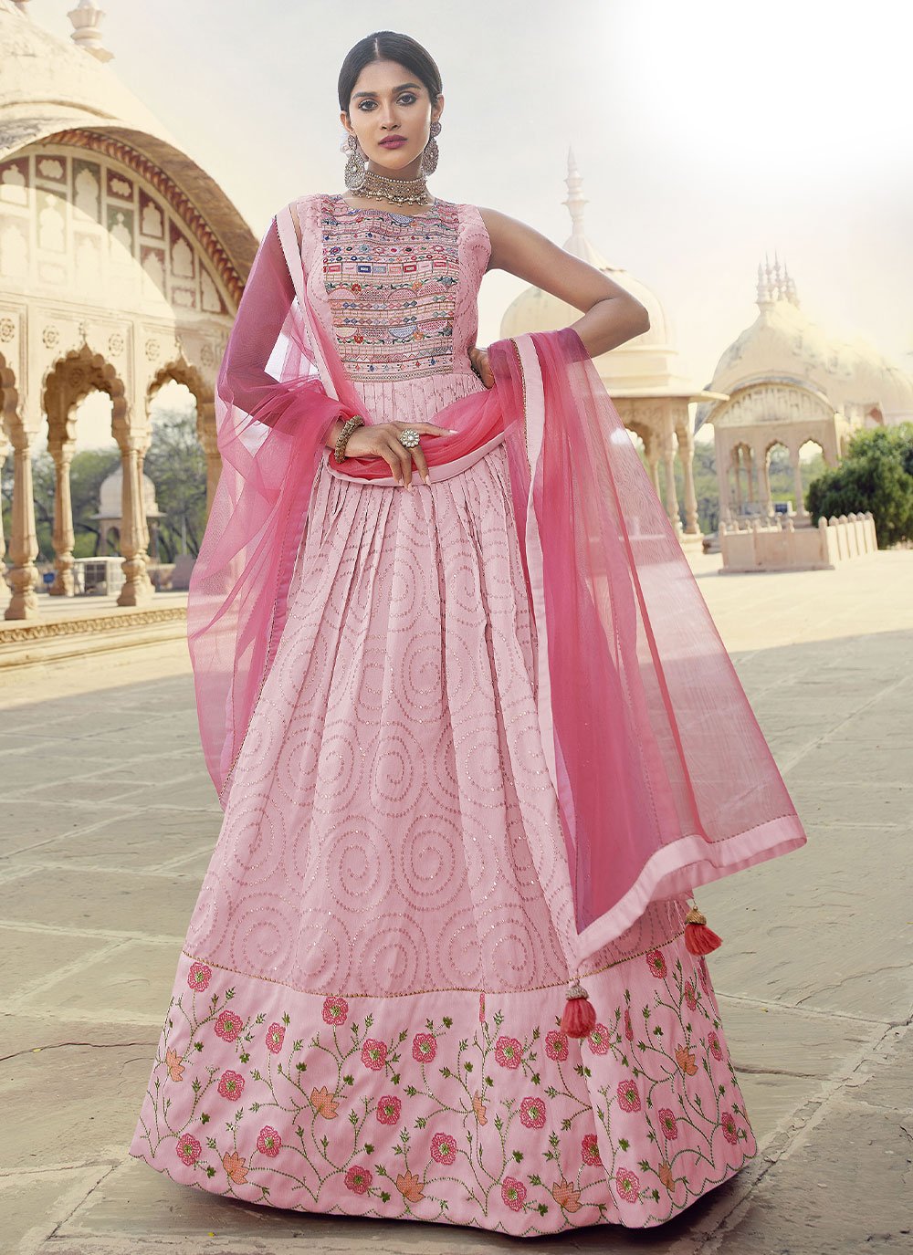 Gown Sequins Jacquard in Rose Pink
