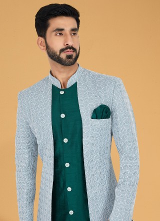 Green and Grey Ceremonial Indo Western