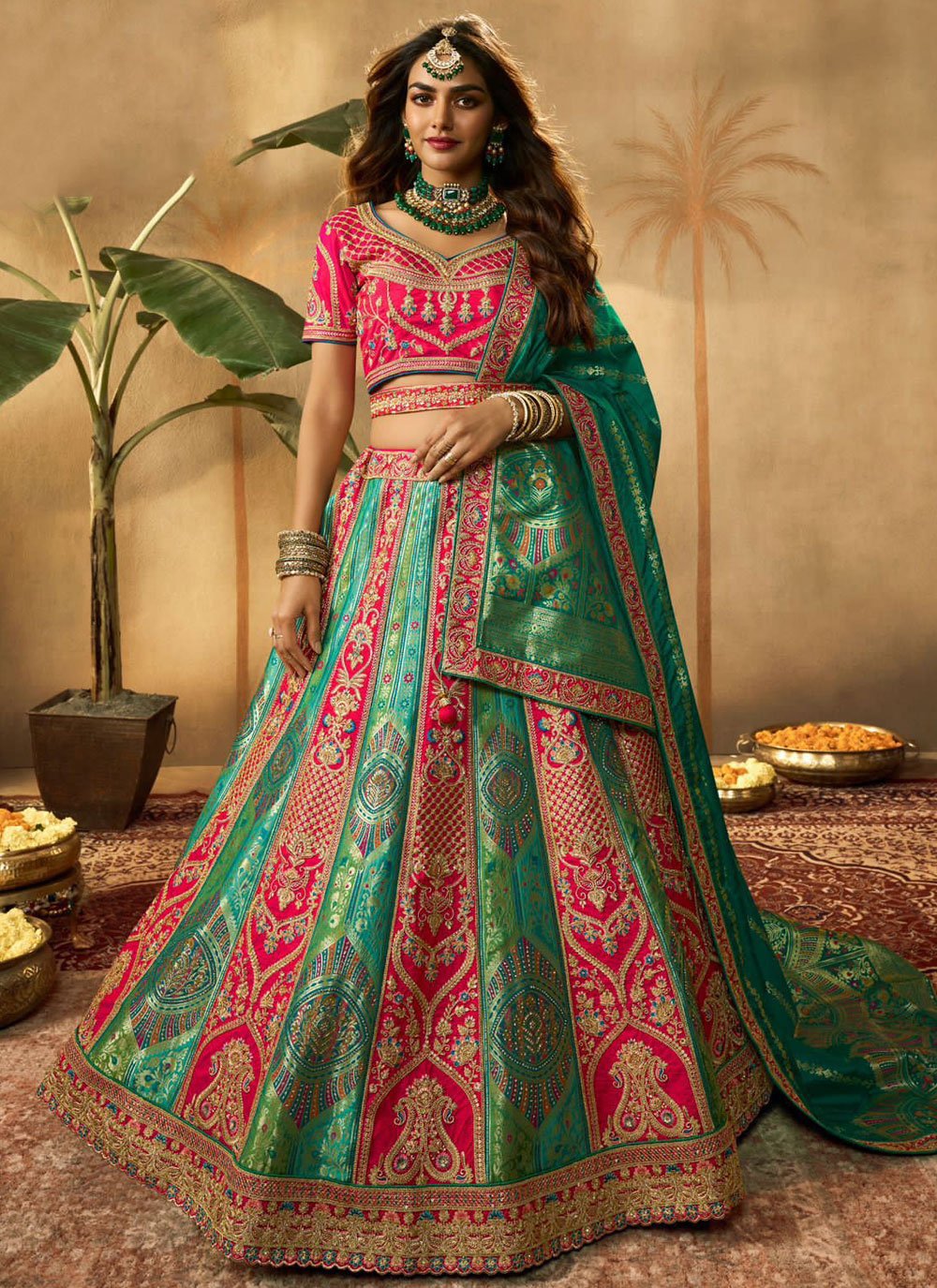 Buy Anushree Reddy Pink Banarasi Silk Lehenga Set Online | Aza Fashions | Silk  lehenga, Lehenga saree design, Designer bridal lehenga