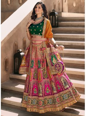 Green and Purple Weaving Banarasi Silk Designer Lehenga Choli