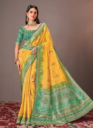 Buy Lavanya The Label Lemon Yellow Ruffle Saree with Stitched Blouse online