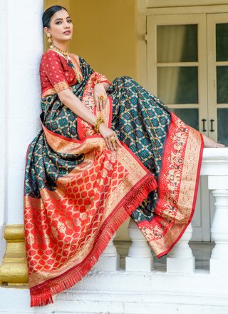 Green Banarasi Silk Woven Work Designer Saree