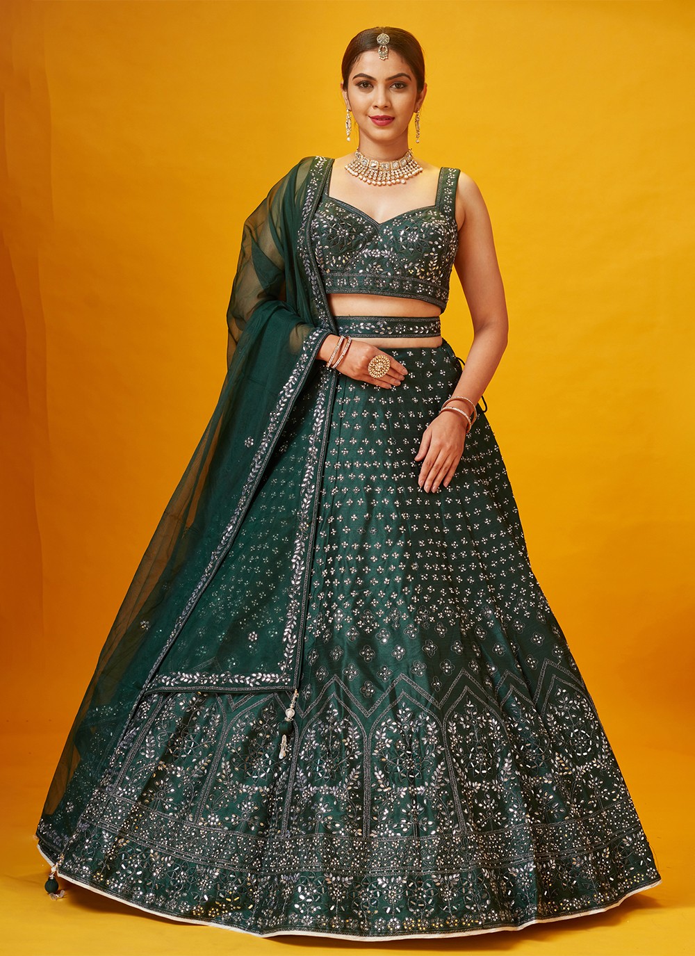 Green Silk Designer Lehenga Choli for Wedding WJ025310