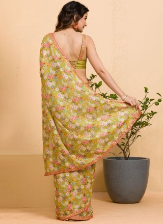 Green Chinon Contemporary Sari with