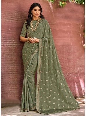 Green Color Contemporary Style Saree