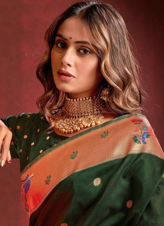 Green Color Contemporary Style Saree