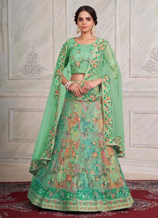 Buy Bottle Green Sleeveless Lehenga Choli & Peplum jacket with Embroidery  KALKI Fashion India