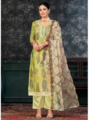 Green Cotton Ceremonial Salwar Suit
