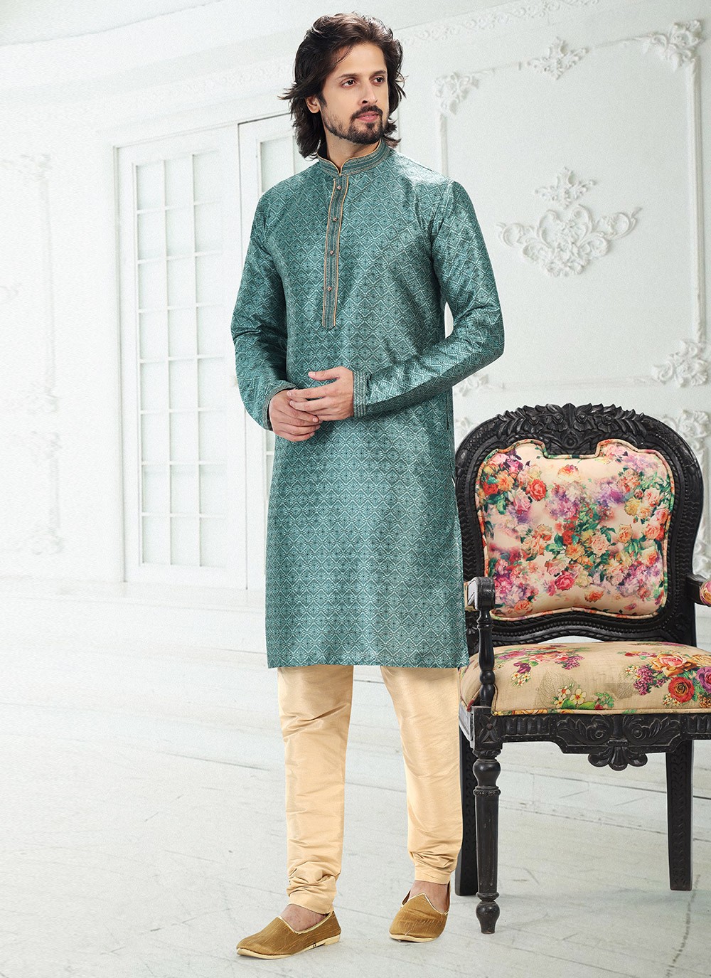 Mehndi Green Cotton Kurta Pajama