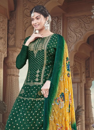 Green Embroidered Silk Trendy Salwar Suit