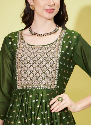 Green Embroidered Trendy Salwar Kameez