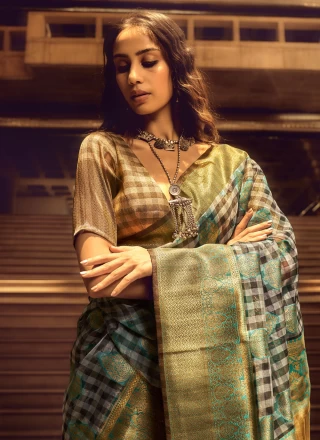 Green Festival Handloom silk Trendy Saree