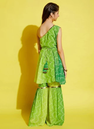 Green Georgette Bandhej Designer Kurti
