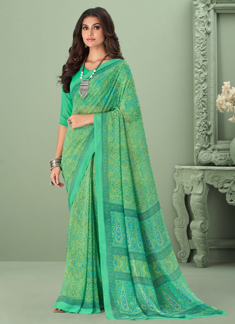 Buy Pure Printed Sarees Online | Pattern and Fancy Sarees | Samyakk