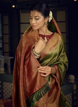 Green Kanjivaram Silk Designer Traditional Saree