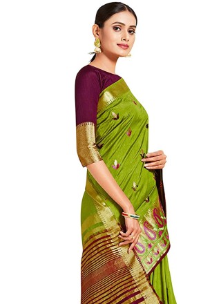 Green Kanjivaram Silk Sangeet Trendy Saree