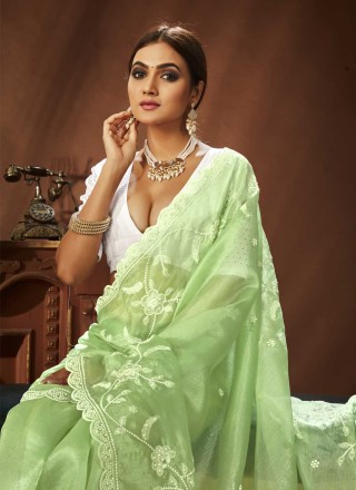 Green Khadi Trendy Saree
