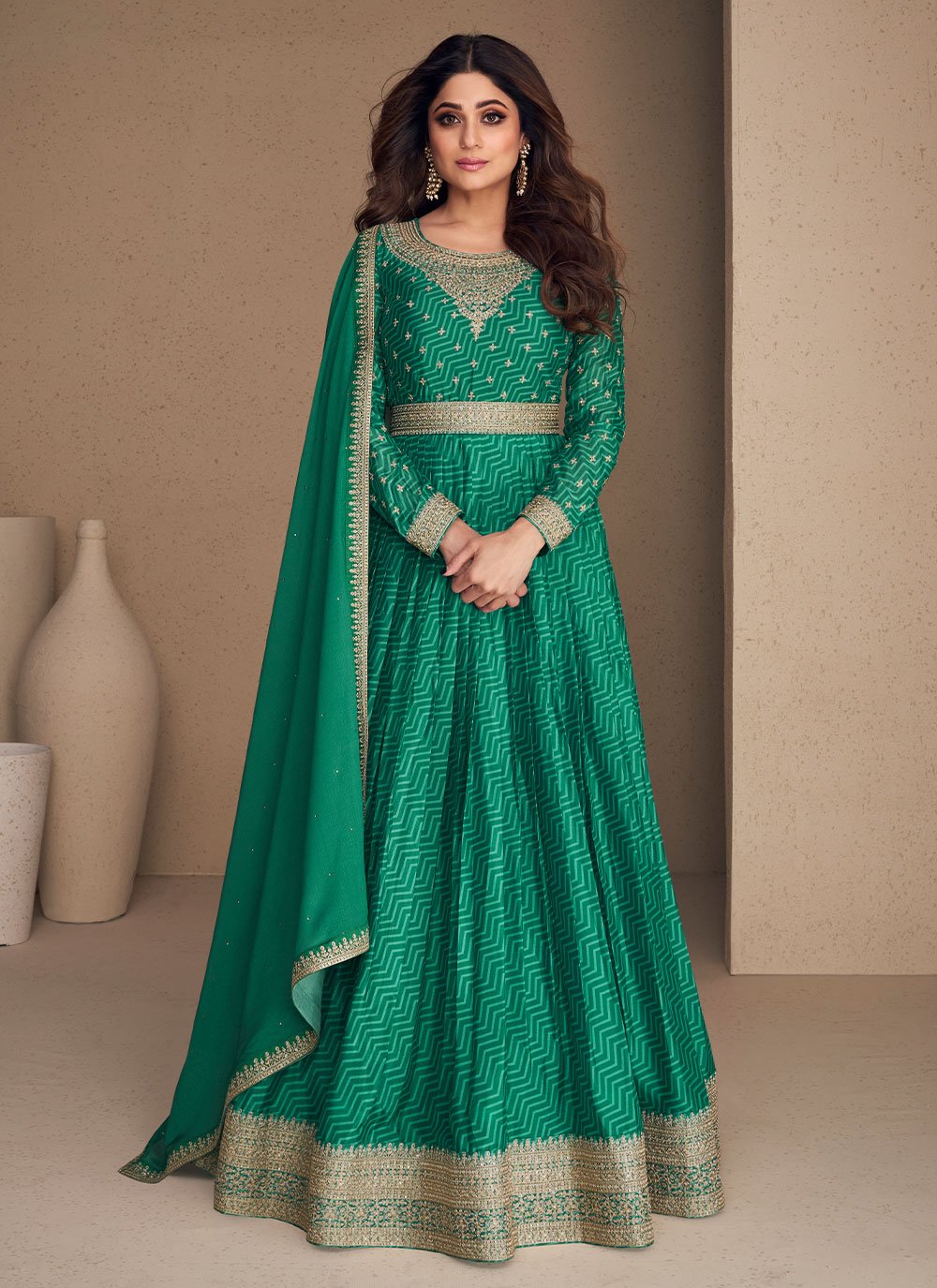 Green Lace Designer Gown