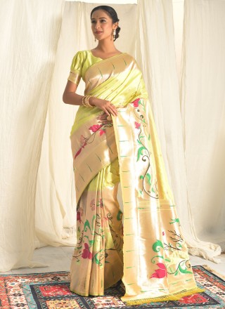 Green Meenakari Silk Contemporary Style Saree